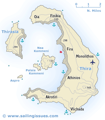 Sailing map of Santorini