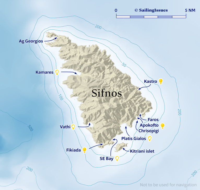 Sifnos port and island nautical charts