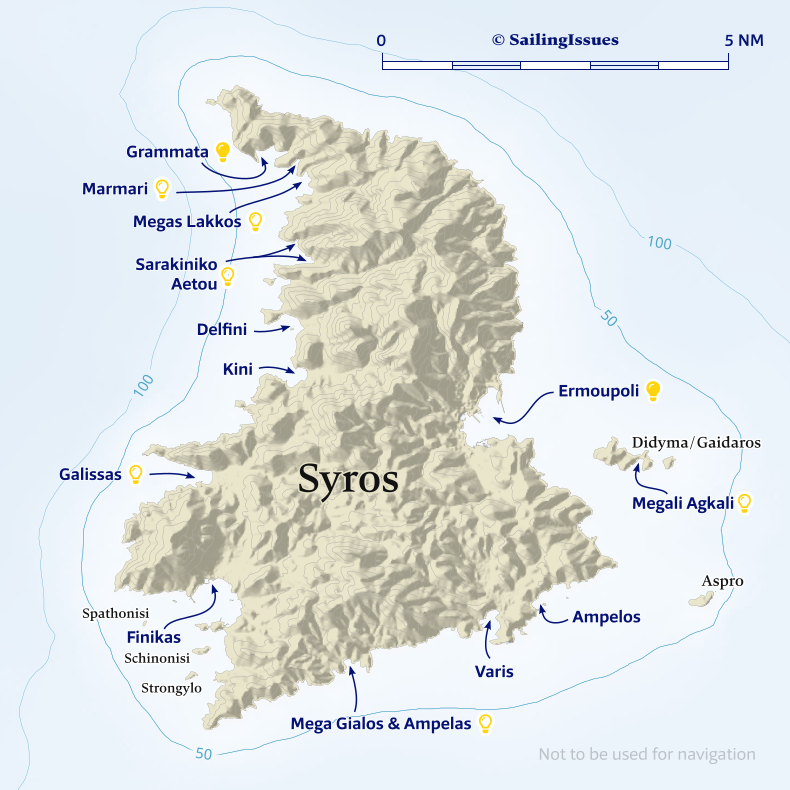 Syros island port and island nautical charts