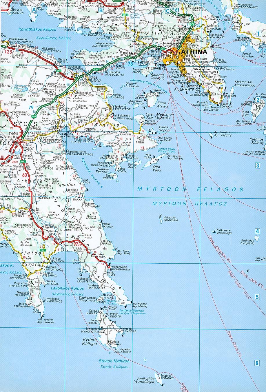 Map of Athens - Saronic gulf map