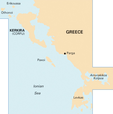 Lefkas, Corfu, Greece, Imray chart G11