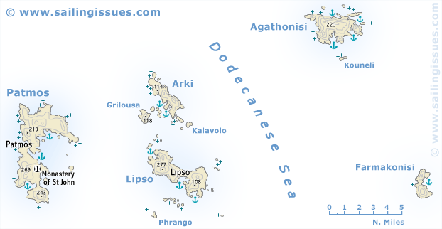 Sailing map of Patmos - Yacht charters in Greece
