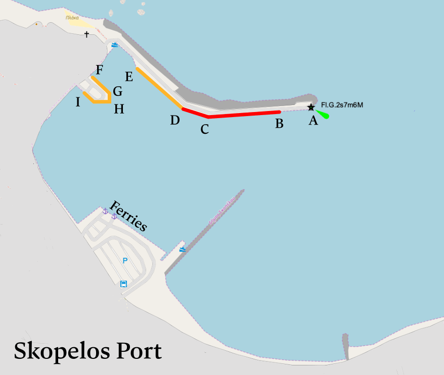 Where to dock in Skopelos port